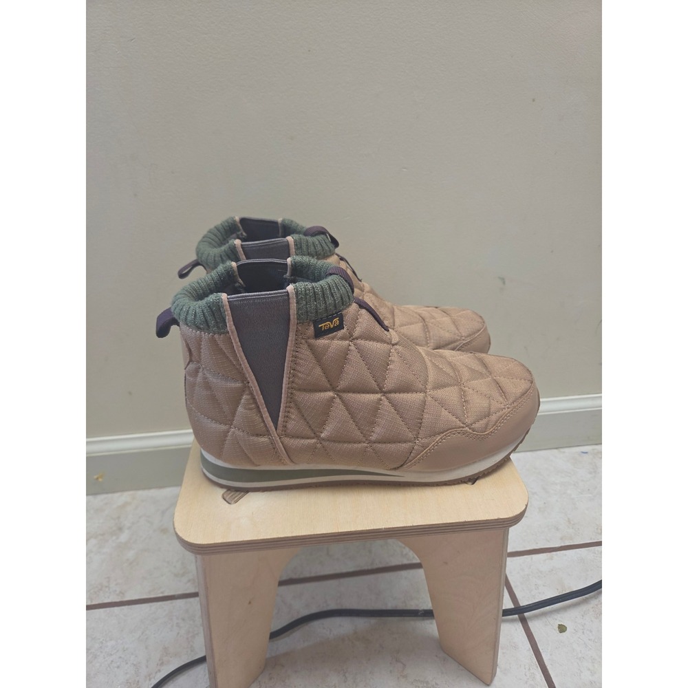 Teva ReEmber Mid Quilted Slip On Boots Tan Olive Green 1123431 Womens 8